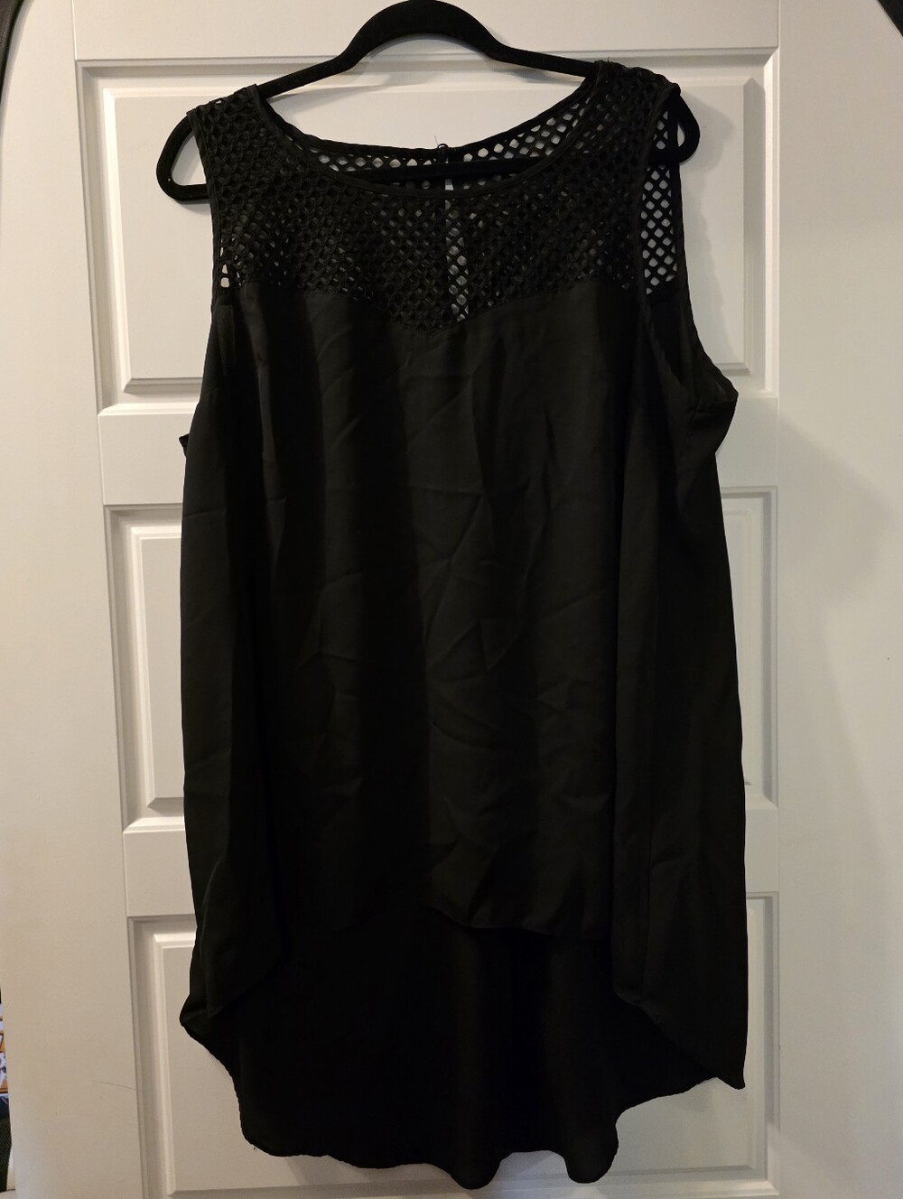torrid Black Crochet Yoke Sleeveless High-Low Tank